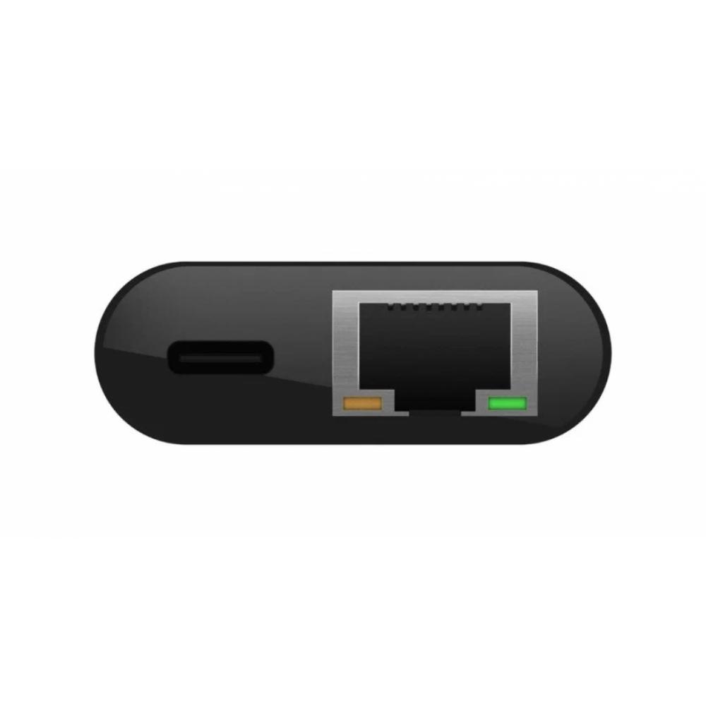 Adapter Belkin USB-C - Ethernet 60W PD, black 