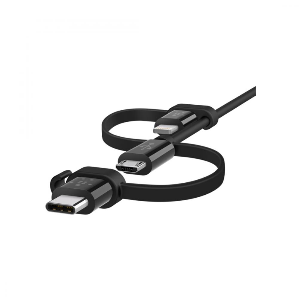 Kabelya, perexodniki, adaptari Belkin USB 2.0 Universal MicroUSB/USB-C/ Lightning Connectors, 1.2m 