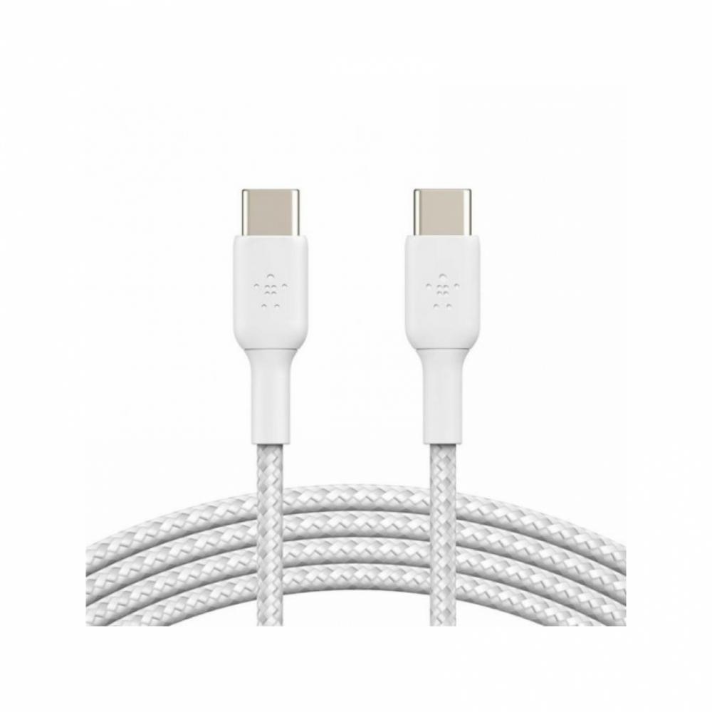 Kabelya, perexodniki, adaptari Belkin USB-С - USB-С, BRAIDED, 1m, white 