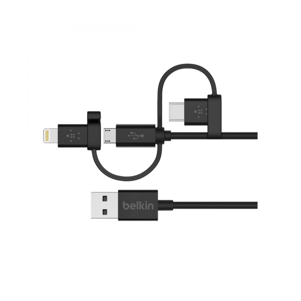 Кабеля, переходники, адаптары Belkin USB 2.0 Universal MicroUSB/USB-C/ Lightning Connectors, 1.2m 