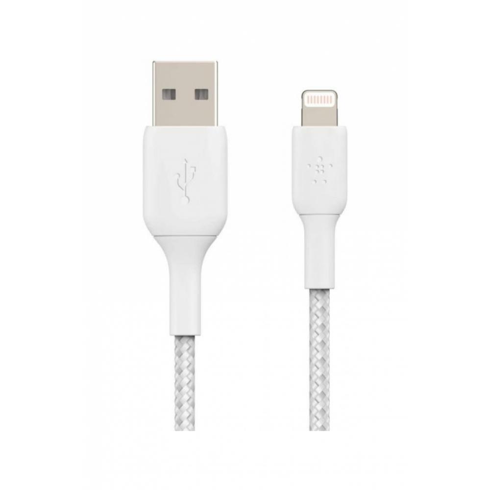 Kabelya, perexodniki, adaptari Belkin USB-A - Lightning, BRAIDED, 1m, white 