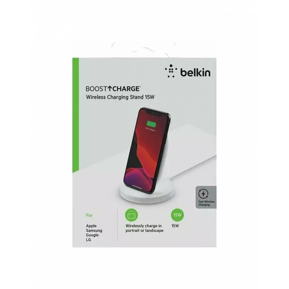 Беспроводная зарядка Belkin Stand Wireless Charging Qi, 15W, white 
